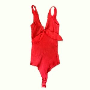 Red bodysuit with a front tie
